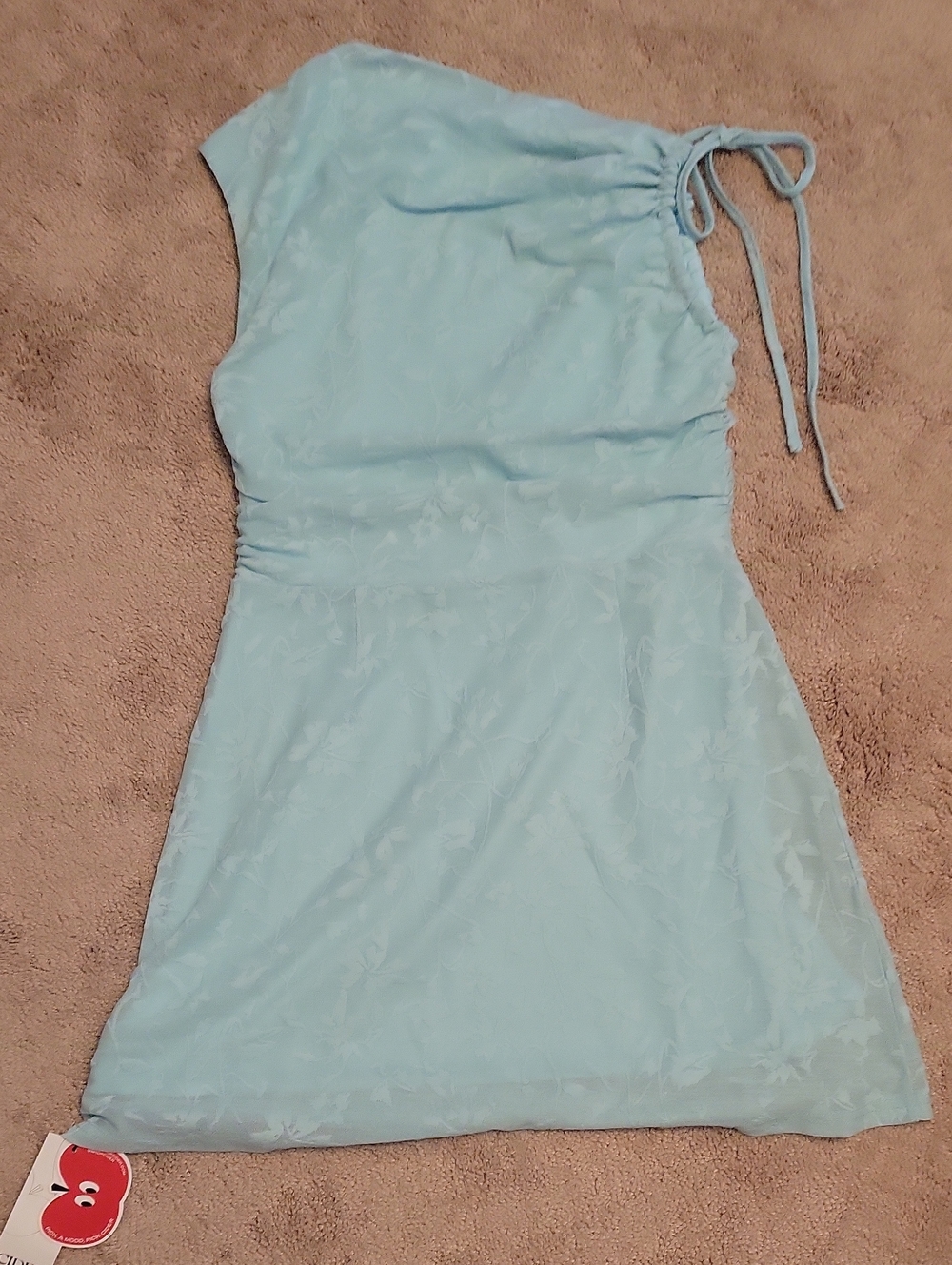 Cider Pale Blue One-Shoulder Chemise with Tie Shoulder